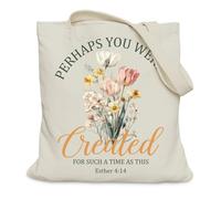 LUERHUI Aesthetic Christian Gifts Tote Bag for Church, Religious Tote Bag for Bible Study, Medium Size with Inner Pocket, Esther