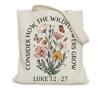 LUERHUI Aesthetic Christian Gifts Tote Bag for Church, Religious Tote Bag for Bible Study, Medium Size with Inner Pocket, Luke