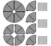 LÜTER 3 Pack Plant Pot Cover - 11.8'' Plastic Indoor Grid with 24 Stakes, Cat Digging Stopper (Black)