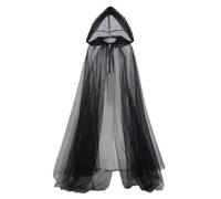 Luetgho Black Cloak with Hood Long Gothic Sheer Cape | Women's Costumes Accessories for Wedding Party Stage Performance Bonfire Vampire Renaissance Bridal Autumn Ghost Festival