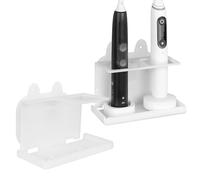 LUEXBOX 2Pack Electric Toothbrush Holder Wall Mounted, Holds 2 Chargers, Self Adhesive Electric Toothbrush Stand for Bathroom, Medicine Cabinet, Dorm (White)