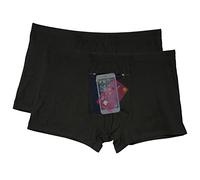 LUEXBOX Pocket Underwear for Men with A Secret Hidden Pocket, Travel Boxer Briefs, 2 Packs (Black), Black Boxer Briefs, L