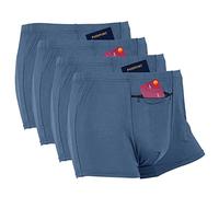 LUEXBOX Pocket Underwear for Men with Secret Hidden Pocket, Travel Boxer Briefs, 4 Packs (Blue), Blue, M