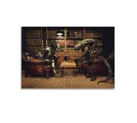 LUEXUHEY Alien Vs Predator Play Chess Funny Movie Poster Canvas Wall Art Prints for Living Room Bedroom Modern Home Wall Decor Gift 16x24inch(40x60cm) Unframe-style