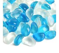 LUEYAO Frosted Glass Beads Beach Glass Marbles for Vases Gems Aquarium Pebbles Decorative Vase Filler Table Scatter Decor 1LB Blue Sea