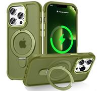 Lufanbis Designed for iPhone 13 Pro Max Case with Magnetic Stand, [Military Drop Protection][Great Grip Feeling] Matte Translucent Back Slim Shockproof Phone Cover for iPhone 13 Pro Max 6.7", Olive
