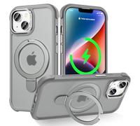 Lufanbis Designed for iPhone 14 Plus Case with Magnetic Stand, [Military Drop Protection][Great Grip Feeling] Matte Translucent Back Slim Shockproof Phone Cover for iPhone 14 Plus 6.7", Grey