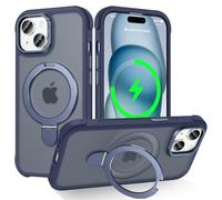 Lufanbis Designed for iPhone 15 Case with Magnetic Stand, [Military Drop Protection][Great Grip Feeling] Matte Translucent Back Slim Shockproof Phone Cover for iPhone 15 6.1", Blue