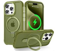 Lufanbis Designed for iPhone 15 Pro Case with Magnetic Stand, [Military Drop Protection][Great Grip Feeling] Matte Translucent Back Slim Shockproof Phone Cover for iPhone 15 Pro 6.1", Olive