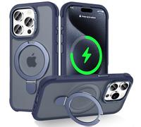 Lufanbis Designed for iPhone 15 Pro Max Case with Magnetic Stand, [Military Drop Protection][Great Grip Feeling] Matte Translucent Back Slim Shockproof Phone Cover for iPhone 15 Pro Max 6.7", Blue
