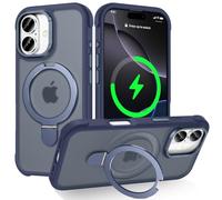 Lufan esigned for iPhone 17 Case with Magnetic Stand, Blue | Certified Drop Protection, Great Grip Feeling, Matte Translucent Back Slim Shockproof Phone Cover