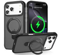 Lufan esigned for iPhone 17 Pro Case with Magnetic Stand, Black | Certified Drop Protection, Great Grip Feeling, Matte Translucent Back Slim Shockproof Phone Cover