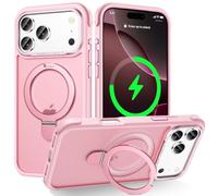 Lufan esigned for iPhone 17 Pro Case with Magnetic Stand, Pink | Certified Drop Protection, Great Grip Feeling, Matte Translucent Back Slim Shockproof Phone Cover
