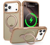 Lufan esigned for iPhone 17 Pro Max Case with Magnetic Stand, Gold | Certified Drop Protection, Great Grip Feeling, Matte Translucent Back Slim Shockproof Phone Cover