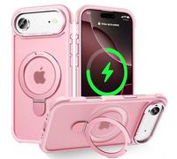 Lufanbis Designed for iPhone 2025 Air Case with Magnetic Stand, [Military Drop Protection][Great Grip Feeling] Matte Translucent Back Slim Shockproof Phone Cover for iPhone 2025 Air 6.6", Pink