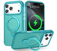 Lufanbis Designed for iPhone 2025 Pro Max Case with Magnetic Stand, [Military Drop Protection][Great Grip Feeling] Matte Translucent Back Slim Shockproof Phone Cover for iPhone 2025 Pro Max, Darkcyan