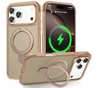 Lufanbis Designed for iPhone 2025 Pro Max Case with Magnetic Stand, [Military Drop Protection][Great Grip Feeling] Matte Translucent Back Slim Shockproof Phone Cover for iPhone 2025 Pro Max 6.9", Gold
