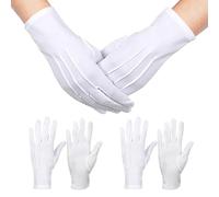 Lufdegim 3 Pairs Nylon Gloves Three Rib Nylon Gloves Ceremonial Gloves Liturgy Team Athletes Entrance Police Officers Review Party White