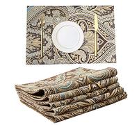 lufeijiashi Luxury Retro placemats for Kitchen Dinner Indoor Table Set of 6 Washable Fabric Art Placemats Non-Slip Heat Resistant Kitchen Table Mats (Coffee, Set of 6)
