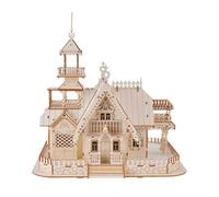 LUFEIS 3D Wooden Puzzle, Architecture Model Kit with Light, Retro Villa Model Building Kit, 267 Pieces 3D Puzzle Crafts Kits for Teens & Adults, DIY Wooden Villa Construction Craft Kits