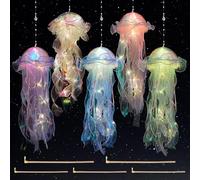 LUFEIS 5 Pcs Jellyfish Lamp in 5 Colors, Battery Powered Led Jelly Fish Light Lamp, Creative Jelly Fish Decoration, Atmosphere Glowing Jellyfish Lantern for Baby Shower Home Birthday Ocean Theme Party