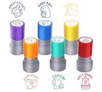 LUFEIS 6 Pack Teacher Stamp Set, Cute Capybara Teacher Stamps, Self-Inking Rubber Stamps for Marking and Reward, 6 Colour Motivational Review for Grading, Reward & Classroom Fun