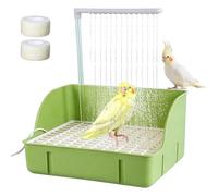 LUFEIS Bird Bath, Automatic Water Circulation with 26 Water Outlets, Parrot Splash Bath with Raised Back and Sides, USB Electric Birds Tub for Parakeet, Cockatiel, Parrot & Small Medium Birds (Green)