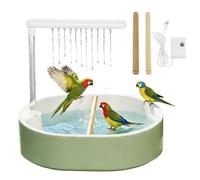 LUFEIS Bird Bath Tub, Automatic Water Cycle Bird Bath with Multiple Faucets, Parrot Shower Bath, USB Electric Birds Shower Bathing Tub for Parakeet, Cockatiel, Parrot & Small Medium Birds (Green)