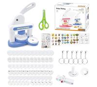 LUFEIS Button Maker Machine, 55mm & 35mm Badge Maker Machine with 72pcs Button Parts and 3 Stickers, Badge Punch Press Kit with Circle Cutter, DIY Round/Heart Pin Maker Set for Kids, Blue