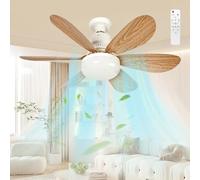 LUFEIS Ceiling Fans with Lights and Remote, 40W E27 Base Modern Ceiling Fans Lamps with 1H/2H/4H Timer, 6 Blade LED Ceiling Fan Light, 3 Speeds 3 Colours 3000-6500K Dimmable, for Bedroom, Living Room