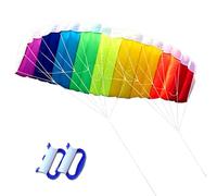 LUFEIS Dual Line Stunt Kite, 1.4m Rainbow Stunt Kite with Control Handles & 30m Line, Easy to Fly for Adults and Beginners, Soft Parafoil Kites for Beach, Park & Open Field