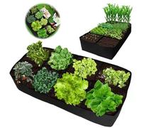 LUFEIS Fabric Raised Bed for Garden, Extra Large Plant Grow Bags with 8 Grids, 180x90x30cm Garden Plant Flower Grow Bag, Outdoor Planting Container for Growing Vegetables, Potatos, Flowers, Herbs