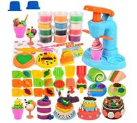 LUFEIS Ice Cream Playdough Set, 45 PCS Playdough Accessories with Ice Cream Maker, Molds & Tools Set, DIY Creative Ice Cream Play Color Dough Kitchen Creations Set for Kids (12 Dough Included)
