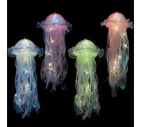 LUFEIS Jellyfish Light, 4PCS Hanging Jellyfish Lanterns, Creative Glowing Jellyfish DIY Atmosphere Decorative Lamp for Ocean Theme Party, Light Up Jellyfish Lamp for Baby Kids Gift Party Supplies
