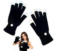 LUFEIS LED Flashing Rave Gloves, LED Gloves with 6 Lighting Modes, Finger Lighting Flashing Gloves for Rave Parties, Carnivals, Concerts, Live Shows, Music Festivals, Halloween (1 Pair)
