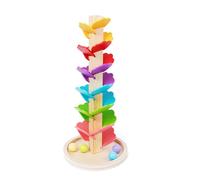 LUFEIS Montessori Sound Tree, 34cm Colorful Rolling Ball Tower with 1 Base and 4 Rainbow Balls, Rainbow Musical Tree Wooden Marble Run, Wooden Ball Drop Toy for Girls and Boys