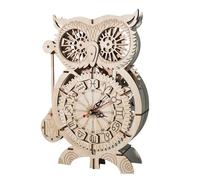 LUFEIS Owl Clock, 3D Wooden Puzzle with Clocks, DIY Owl Clock Wooden Model Kit for Adults, Self Assembly Mechanical Construciton Craft Kit for Kids & Teens, Creative Home Decor
