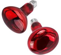 LUFEIS Reptile Heating Bulb, 2 Pack 100W E27 Base Heat Lamp - Infrared Basking Spot Light for Reptiles, Amphibians, Chicks, Birds, Puppies