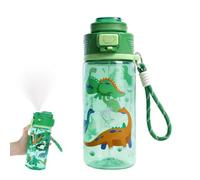 LUFEIS Water Bottle with Straw, 600ml Leakproof Sport Bottle with Cute Cartoon Dinosaur Pattern & Spray Function, Cute Plastic Drinking Bottles for Outdoor Sports, Camping, Picnic, School (Dinosaur)