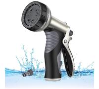 LUFENG UPGRADED Garden Showers 9 Adjustable Patterns Hose Spray Gun Heavy Duty Metal High Pressure Hose Nozzle/Hose Gun (Black Gold Color)