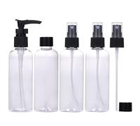 LUFEVRM Thickened Plastic Travel Bottles Set,4 Pcs Leak Proof Refillable Empty Spray/Pump with Lids and Transparent Carry Bag,100ml Size for Shampoo,Conditioner,Lotion,Toiletries