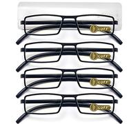 LUFF 4 Pcs of Reading Glasses Flexible Temples, Anti-Blue Light and Ultra-Light Reading Glasses for Unisex(3.0X)