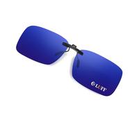 LUFF Clip On Sunglasses Polarised Fixed Over Prescription Glasses for Men Women - UV400 Anti Glare for Driving,Fishing,Hiking & Cycling - Ultra Lightweight 4g,Size-Specific Fit (3 Sizes) Blue 60*41mm