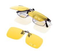 LUFF Night Driving Glasses Clip On | Flip Up Polarized Anti Glare Night Vision for Men & Women | Over Prescription Glasses to Reduce Headlight Glare and Brighten Vision Yellow 58 * 37mm