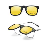 LUFF Night Driving Glasses Clip on for Men Women,Anti Headlight Glare Polarized Flip Up HD Vision Suitable for Night Driving