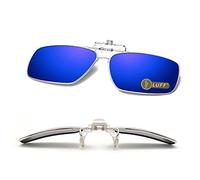 LUFF Polarized Clip-on Sunglasses Mens/Womens Flip-Up Polarised Sun Lenses fit over Prescription Glasses/Readers/Outdoor Sports (blue)