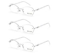 LUFF Rimless Reading Glasses for women men Blue light blocking lightweight metal classic computer readers Anti Eyestrain