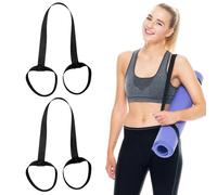 LUFFLOK 2 Pcs Yoga Mat Straps, Black Yoga Mat Straps For Women and Men, Yoga Mat Carrying Strap Sling, Adjustable Loops for all Mat Sizes Multipurpose Lightweight (Mat Not Included) (Black)