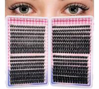 LUFFLOK 640pcs Fluffy Individual Eyelashes Kit, Cluster Lashes, DIY Lash Extension kit Russian D Curl Mixed Trays, Natural Lash Clusters Lashes Individual for Beginners (60D+80D+100D+120D)