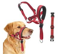 LUFFLOK Dog Head Collar with Soft Padded, Adjustable & Reflective Head Collar for Dogs, Head Harness for Dogs to Anti Pulling, Anti-bite Headcollars Gentle Leader for Dog Muzzle (Red, XL)